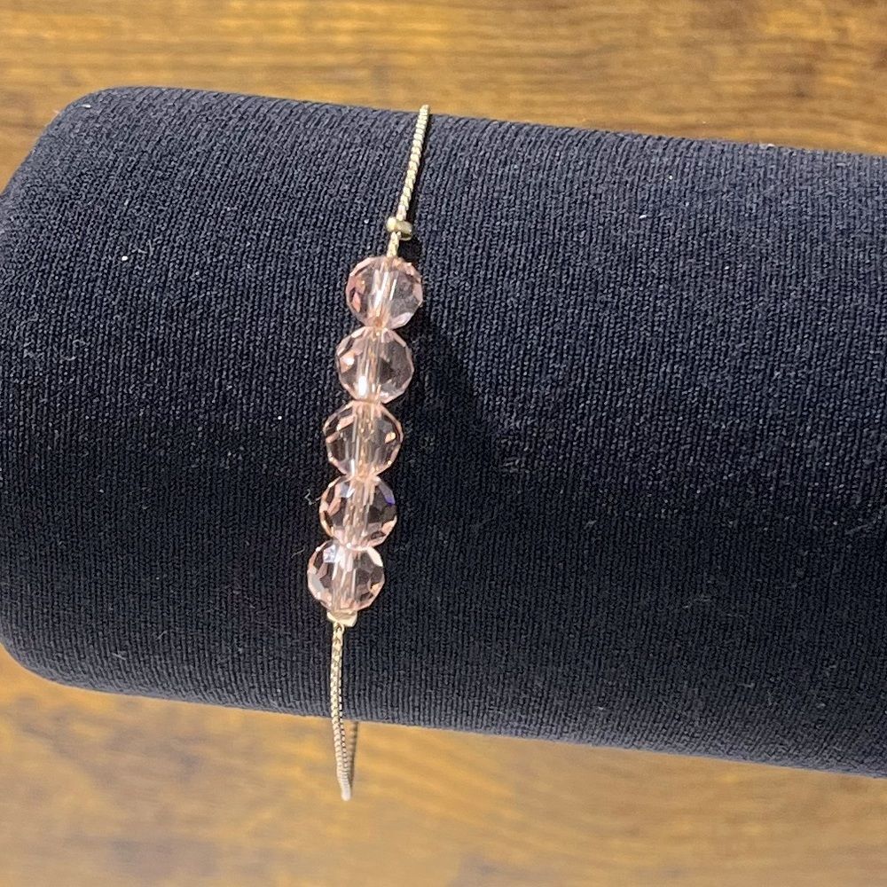 Gold & Pink Beaded Bracelet